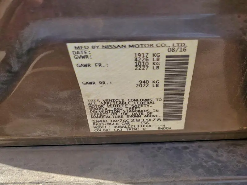 2016 NISSAN ALTIMA 2.5  