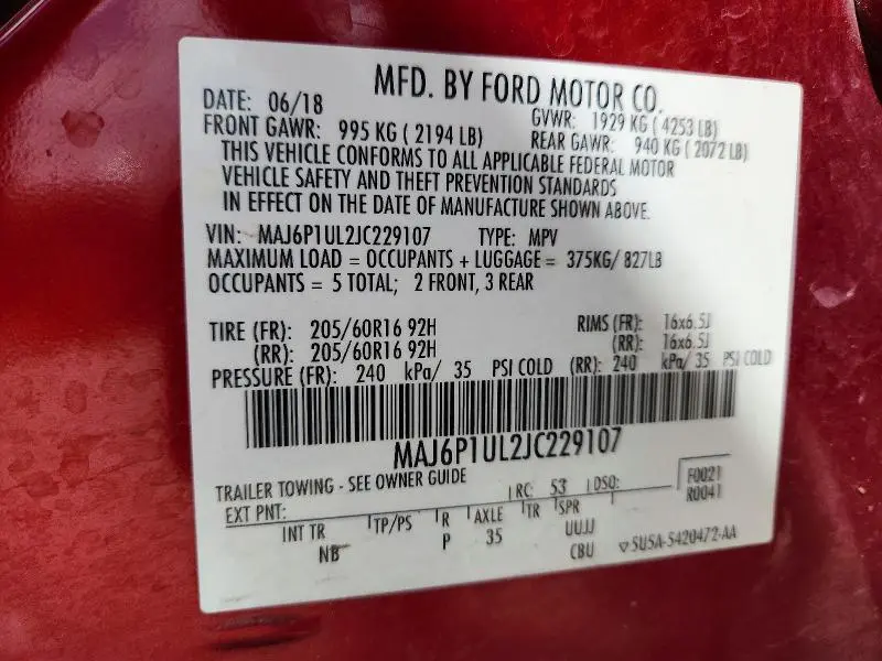 2018 FORD ECOSPORT SE  