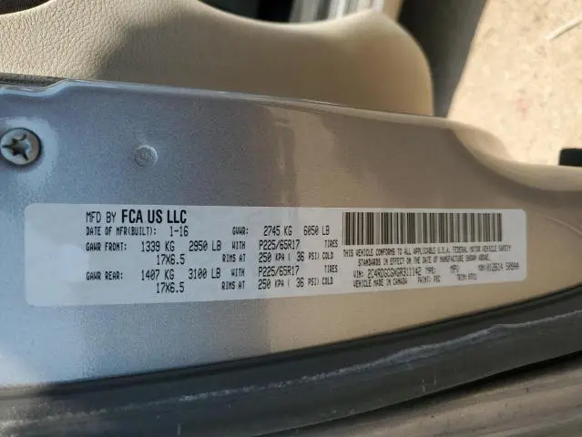 2016 DODGE GRAND CARAVAN SXT  