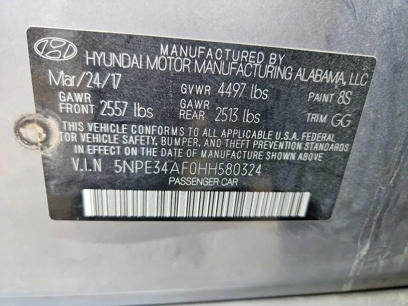 2017 HYUNDAI SONATA SPORT  