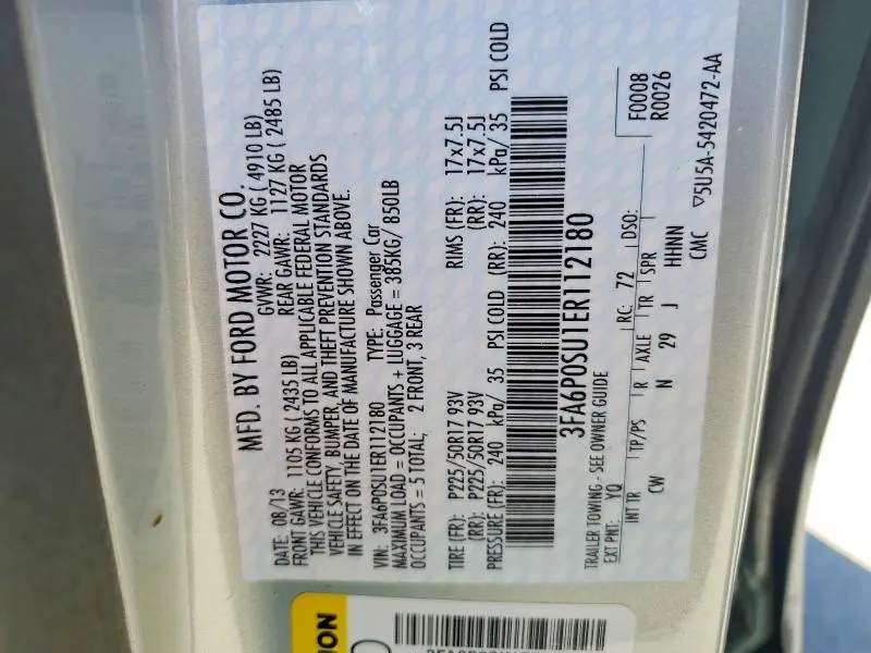 2014 FORD FUSION TITANIUM PHEV  