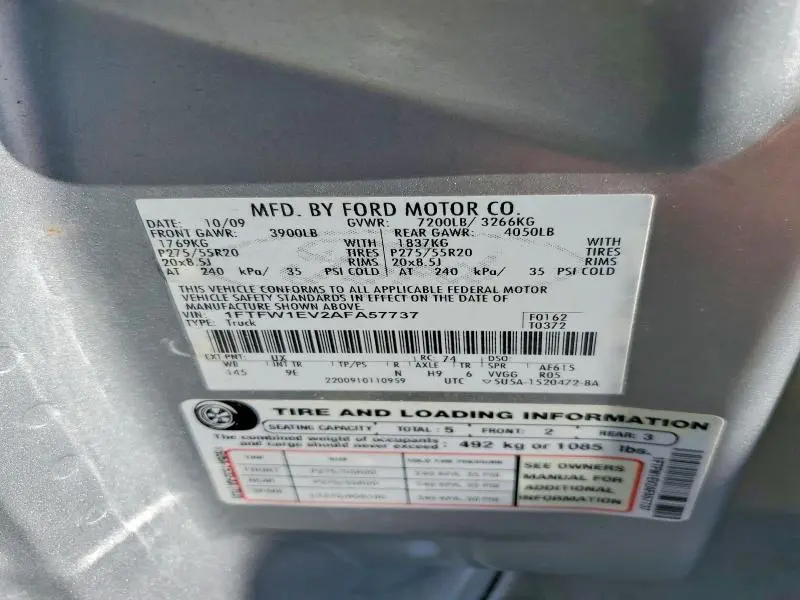 2010 FORD F150 SUPERCREW  