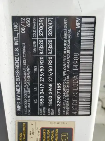 2013 MERCEDES-BENZ GL 450 4MATIC  