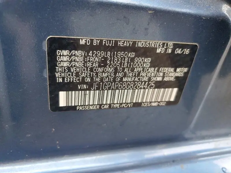 2016 SUBARU IMPREZA SPORT PREMIUM  
