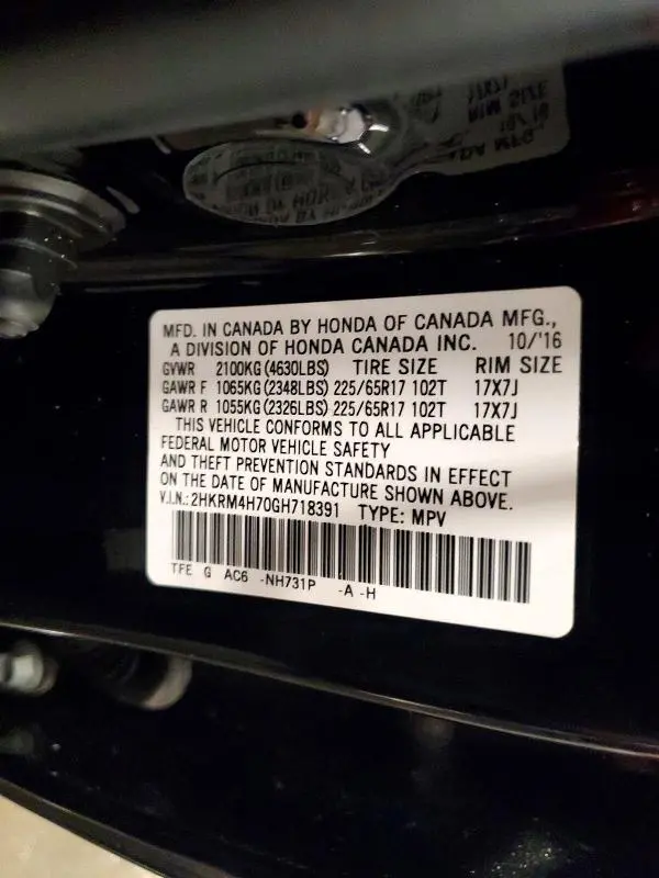 2016 HONDA CR-V EXL  