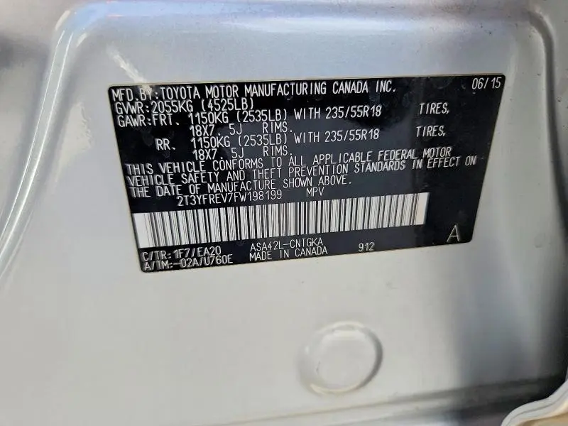 2015 TOYOTA RAV4 LIMITED  