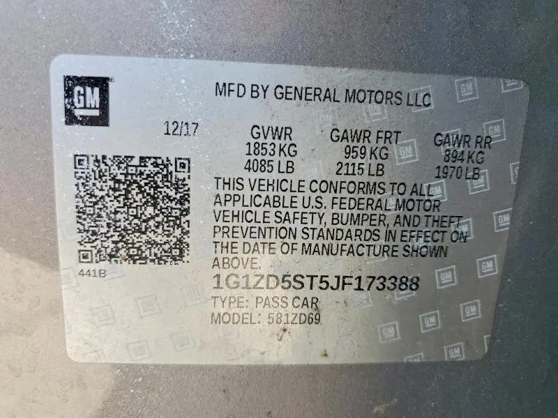 2018 CHEVROLET MALIBU LT  