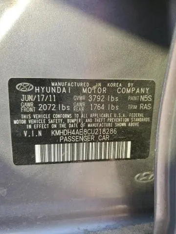 2012 HYUNDAI ELANTRA GLS