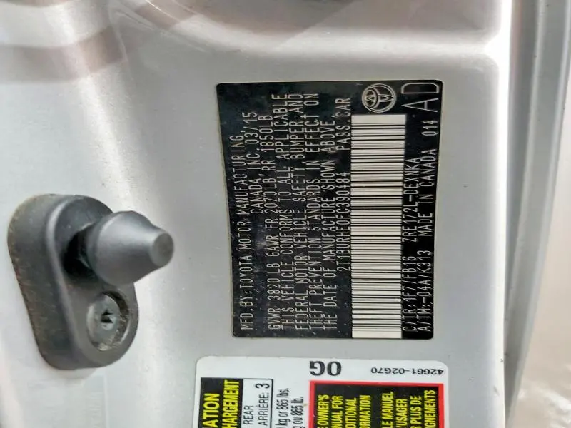 2015 TOYOTA COROLLA L  