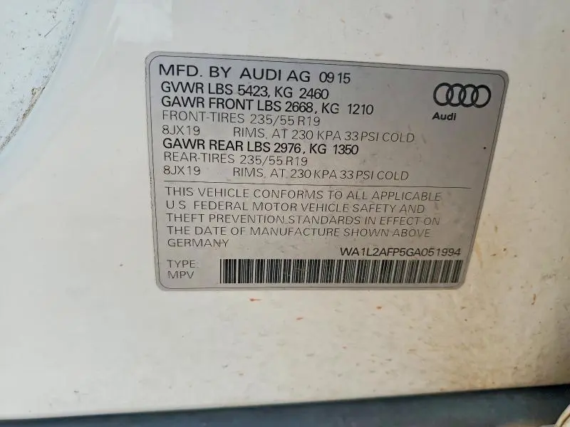 2016 AUDI Q5 PREMIUM PLUS  