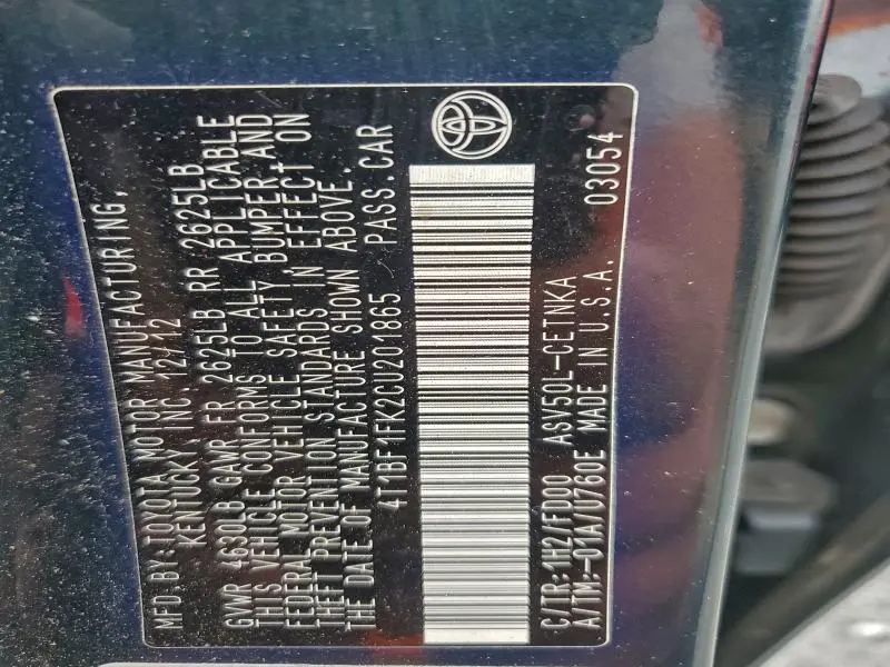 2012 TOYOTA CAMRY BASE  