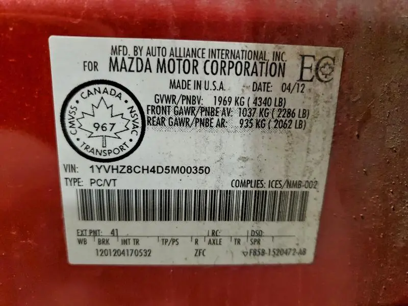 2013 MAZDA 6 GRAND TOURING  