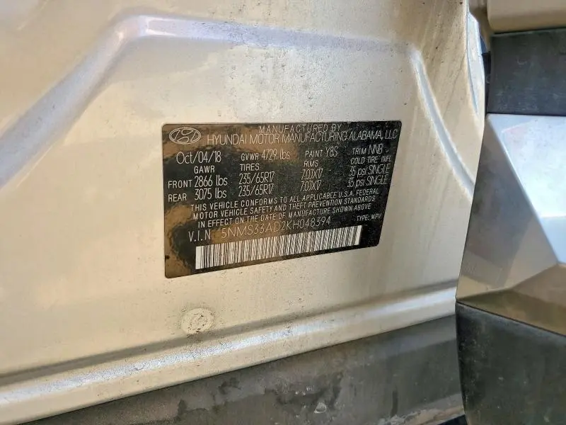 2019 HYUNDAI SANTA FE SEL 2.4L  