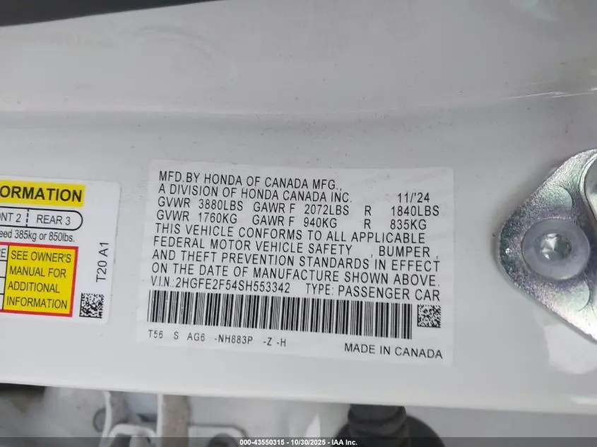 2025 HONDA CIVIC SPORT