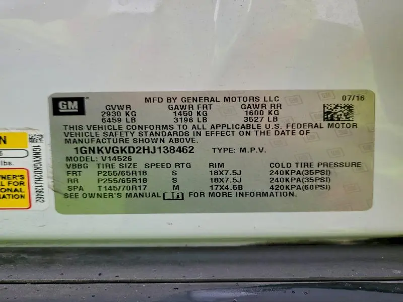 2017 CHEVROLET TRAVERSE LT  