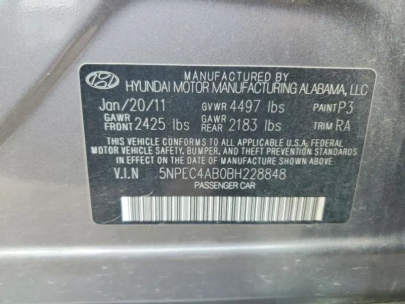 2011 HYUNDAI SONATA LIMITED 2.0T  