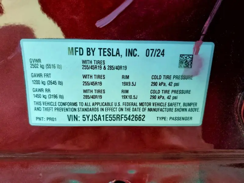 2024 TESLA MODEL S   