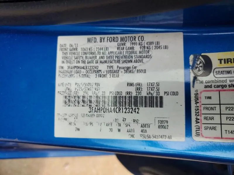 2012 FORD FUSION SE  