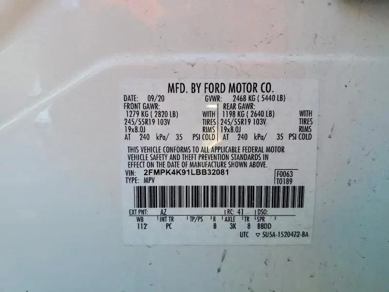 2020 FORD EDGE TITANIUM  