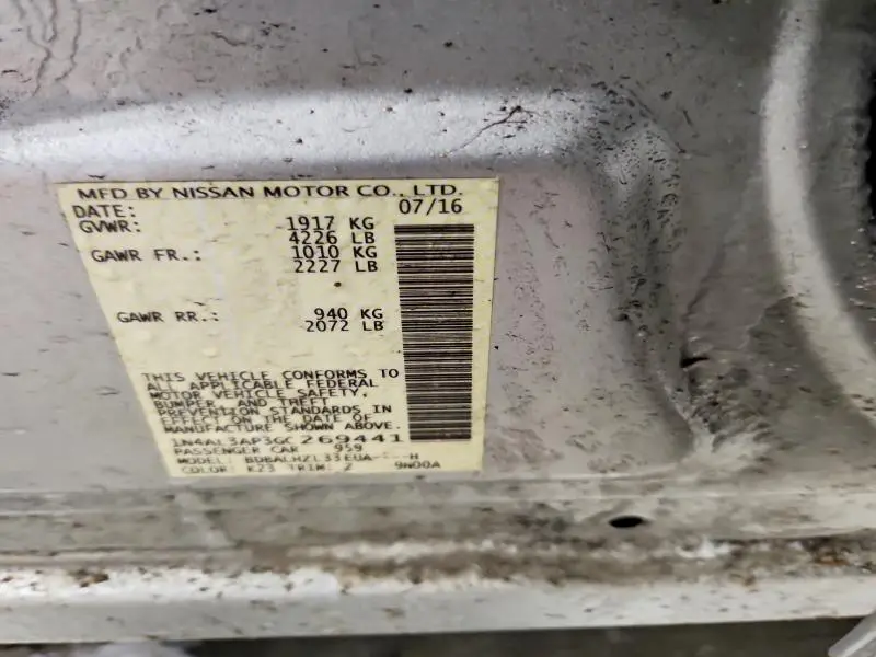 2016 NISSAN ALTIMA 2.5 SR  