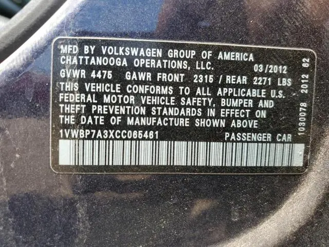 2012 VOLKSWAGEN PASSAT SE  