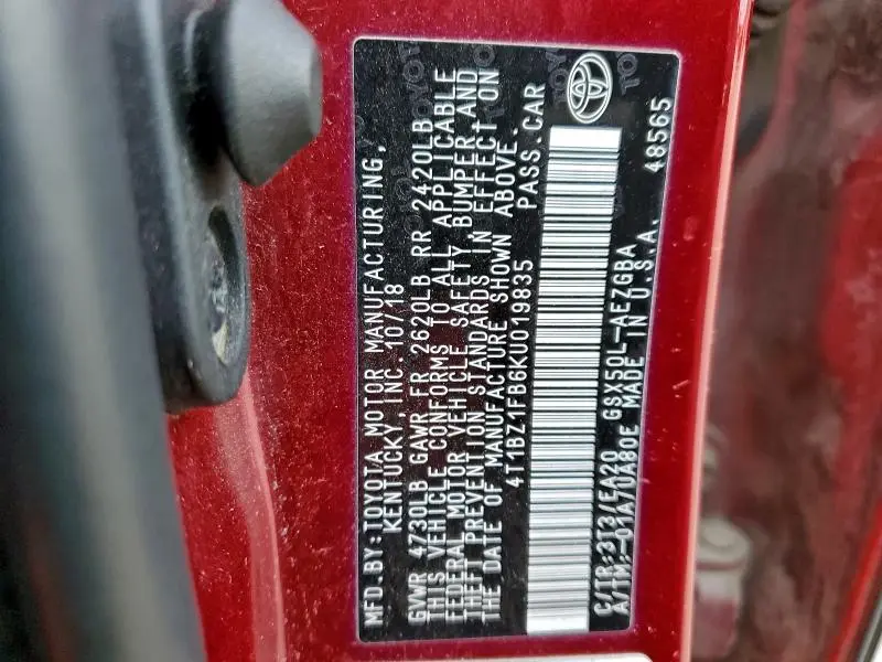 2019 TOYOTA AVALON XLE  