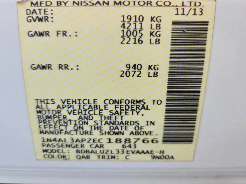 2014 NISSAN ALTIMA 2.5 SV  