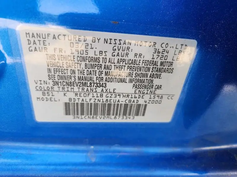 2021 NISSAN VERSA SV  