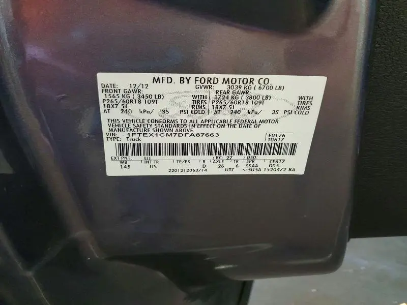 2013 FORD F150 SUPER CAB  