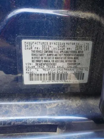 2016 NISSAN SENTRA S  