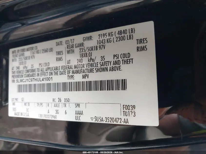 2017 LINCOLN MKC PREMIERE