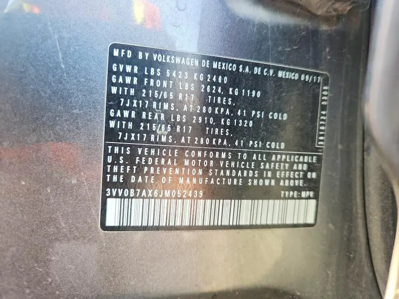 2018 VOLKSWAGEN TIGUAN S  