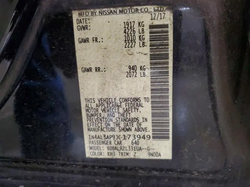 2018 NISSAN ALTIMA 2.5 SR  