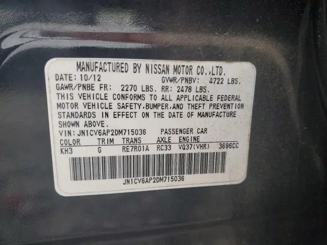 2013 INFINITI G37 BASE  