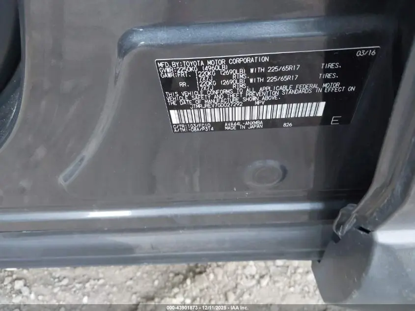 2016 TOYOTA RAV4 HYBRID XLE