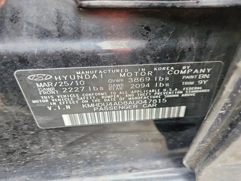 2010 HYUNDAI ELANTRA SE  