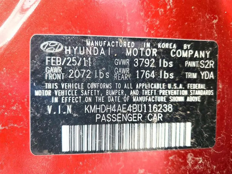 2011 HYUNDAI ELANTRA GLS  