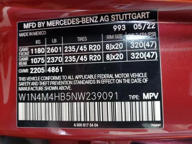 2022 MERCEDES-BENZ GLB 250 4MATIC  