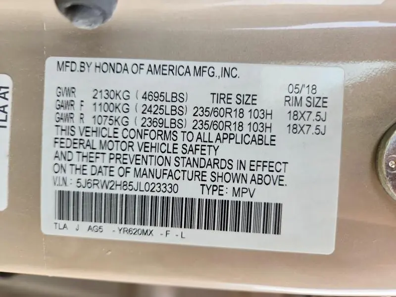 2018 HONDA CR-V EXL  
