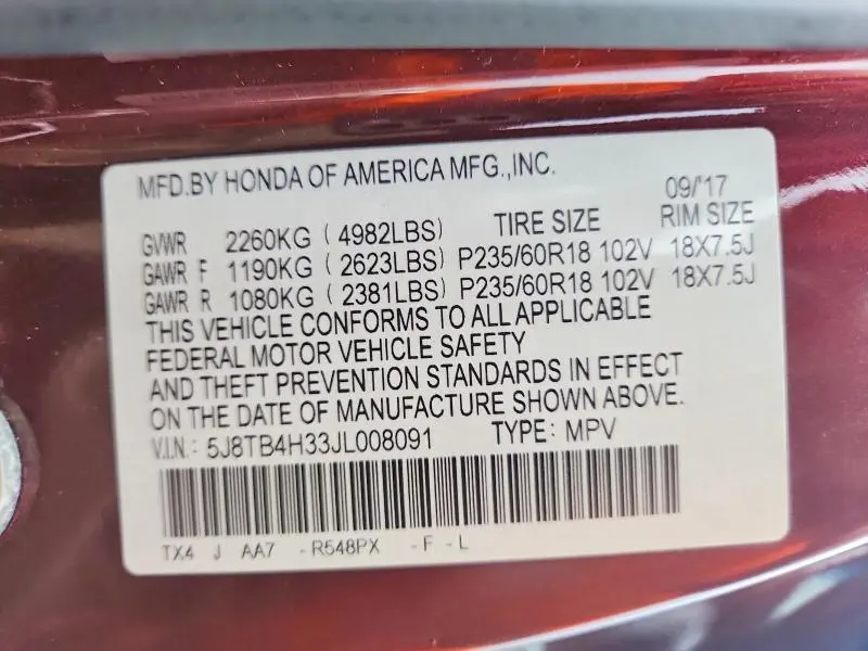 2018 ACURA RDX   