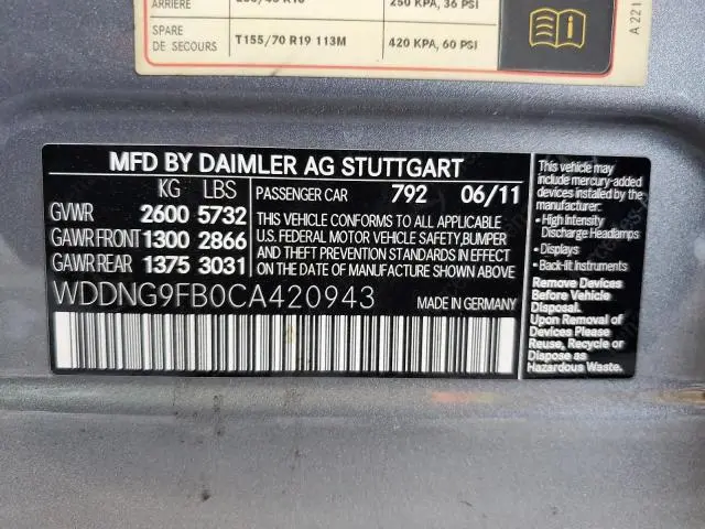 2012 MERCEDES-BENZ S 400