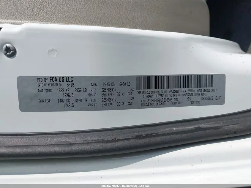 2018 DODGE GRAND CARAVAN SE
