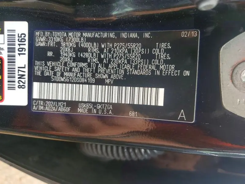 2013 TOYOTA SEQUOIA PLATINUM  