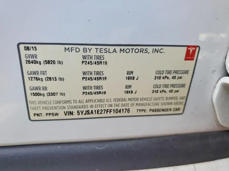 2015 TESLA MODEL S   