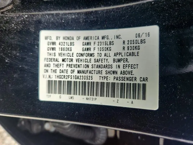 2016 HONDA ACCORD SPORT  