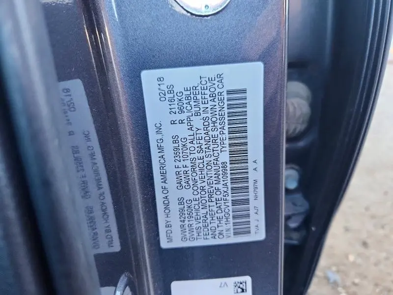 2018 HONDA ACCORD EXL  
