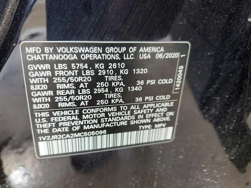 2021 VOLKSWAGEN ATLAS SE  