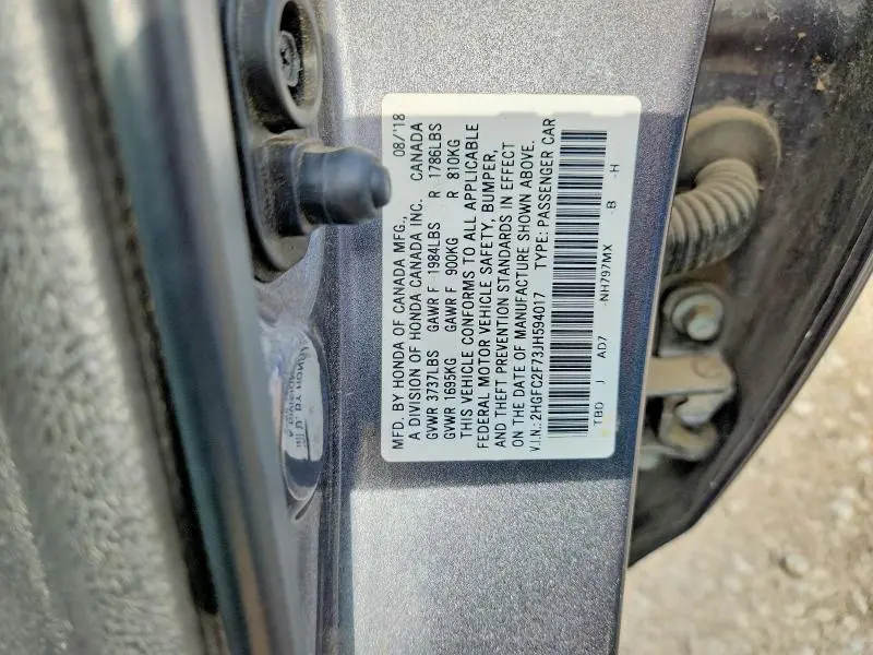 2018 HONDA CIVIC EX  