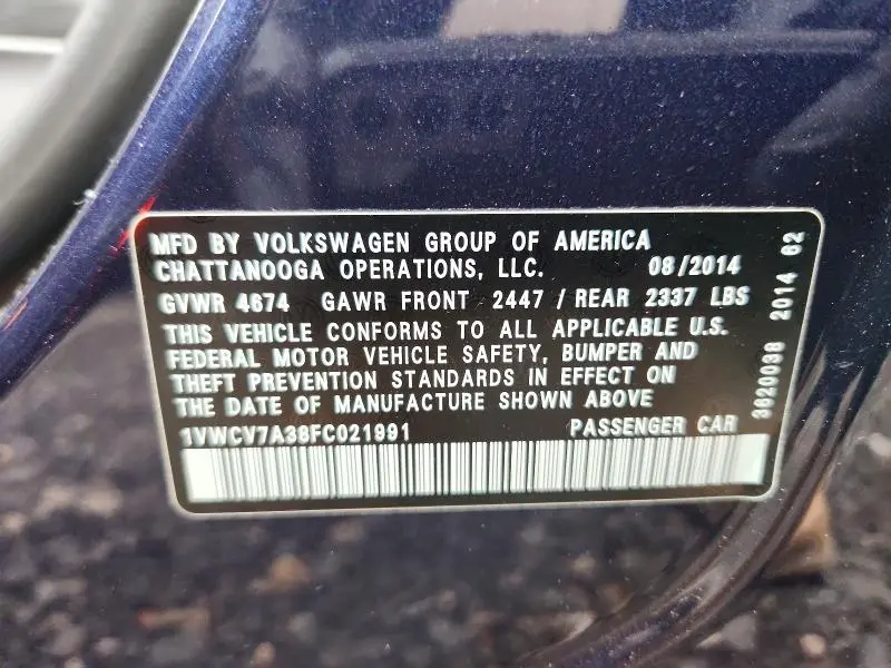 2015 VOLKSWAGEN PASSAT SEL  