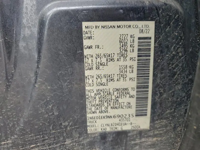 2022 NISSAN FRONTIER S  